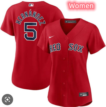 Women Boston Red Sox #5 Enrique Hernandez Red Jersey Women Boston Red Sox #5 Enrique Hernandez Red Jersey
