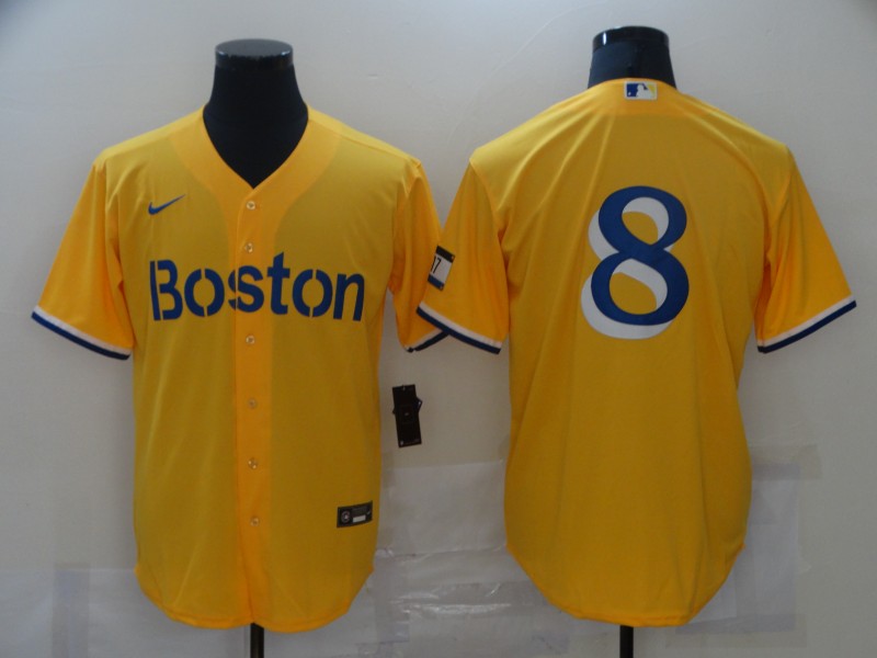Red Sox 8 Gold Nike 2021 City Connect Replica Player Cool Base Jersey Red Sox 8 Gold Nike 2021 City Connect Replica Player Cool Base Jersey