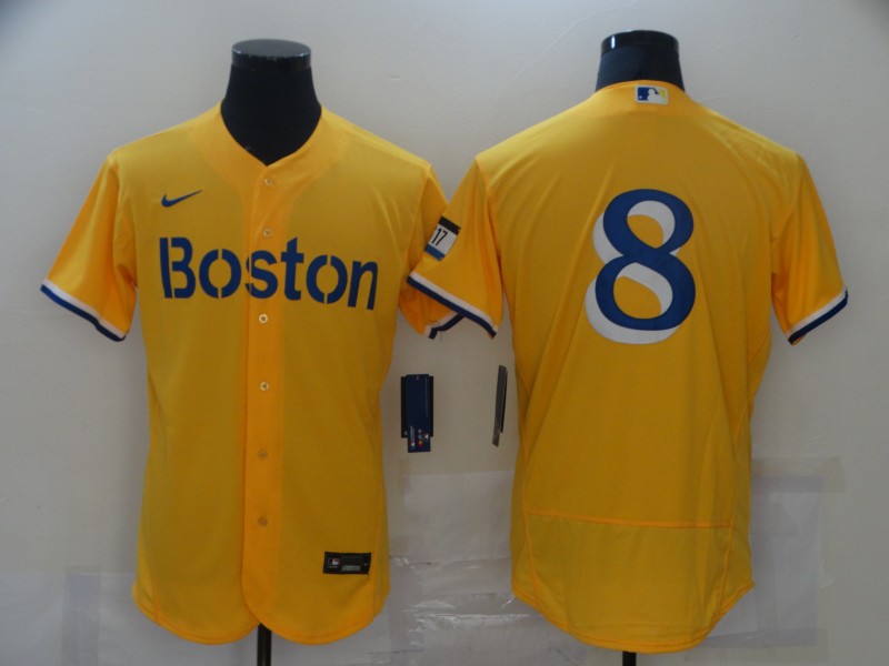 Red Sox 8 Gold Nike 2021 City Connect Replica Player Flexbase Jersey Red Sox 8 Gold Nike 2021 City Connect Replica Player Flexbase Jersey
