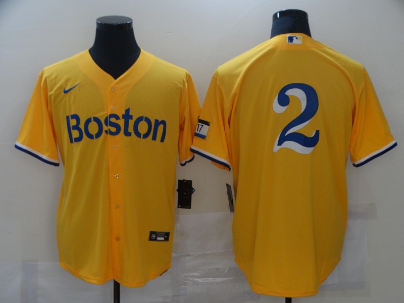 Red Sox 2 Gold Nike 2021 City Connect Replica Player Flexbase Jersey Red Sox 2 Gold Nike 2021 City Connect Replica Player Flexbase Jersey