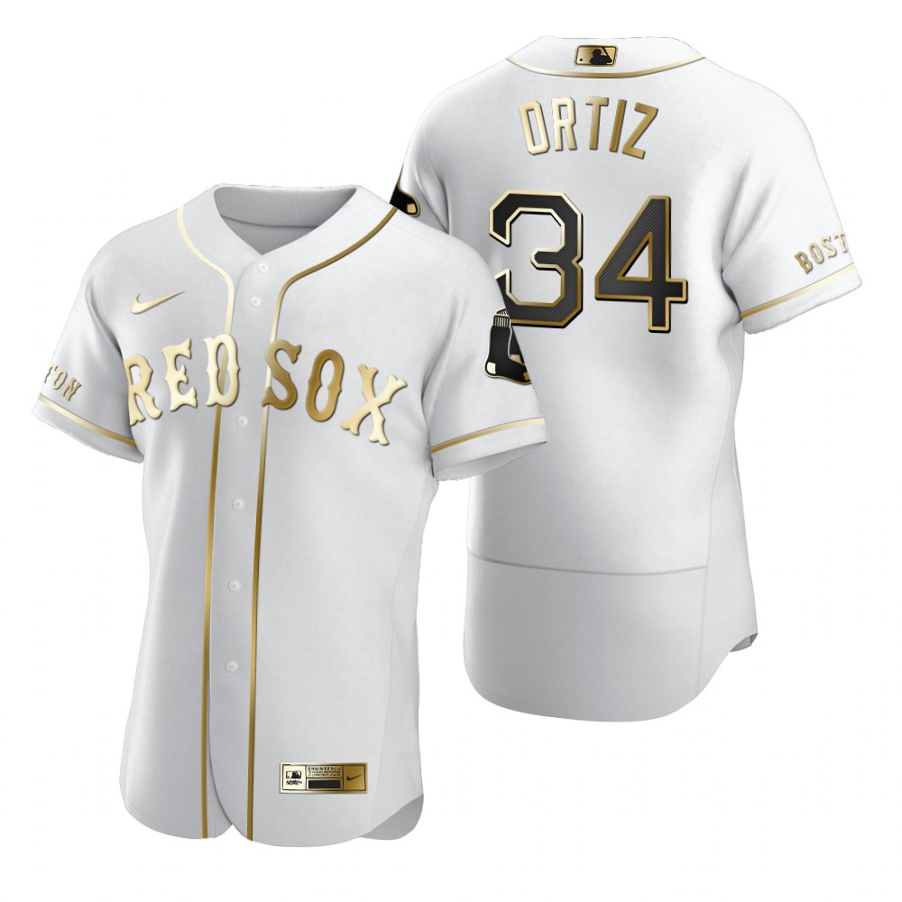 Boston Red Sox #34 David Ortiz White Nike Men's Authentic Golden Edition MLB Jersey Boston Red Sox #34 David Ortiz White Nike Men's Authentic Golden Edition MLB Jersey