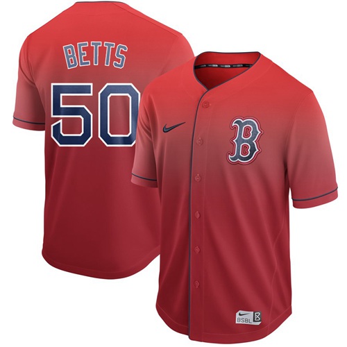 Red Sox #50 Mookie Betts Red Fade Authentic Stitched Baseball Jersey Red Sox #50 Mookie Betts Red Fade Authentic Stitched Baseball Jersey