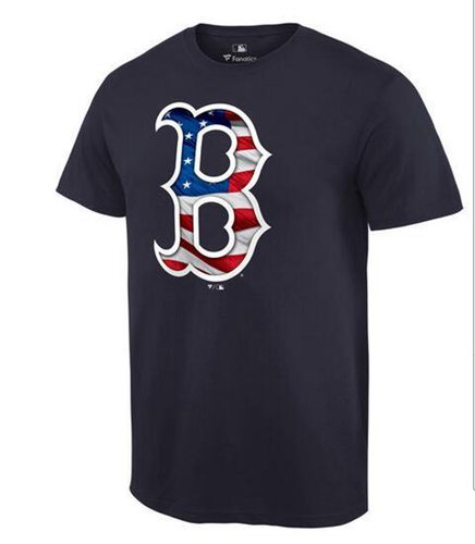 Men's Boston Red Sox USA Flag Fashion T-Shirt Navy Blue Men's Boston Red Sox USA Flag Fashion T-Shirt Navy Blue
