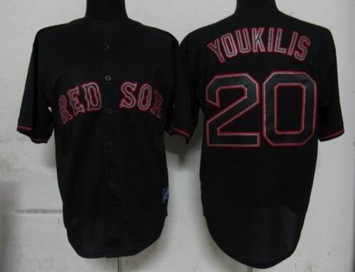 Boston Red Sox 20 Kevin Youkilis Pitch Black Fashion Jersey Boston Red Sox 20 Kevin Youkilis Pitch Black Fashion Jersey