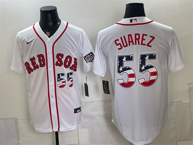 Men's Boston Red Sox #55 Ranger Suarez White 2026 USA 250 Fourth of July Home Stitched Baseball Jersey Men's Boston Red Sox #55 Ranger Suarez White 2026 USA 250 Fourth of July Home Stitched Baseball Jersey