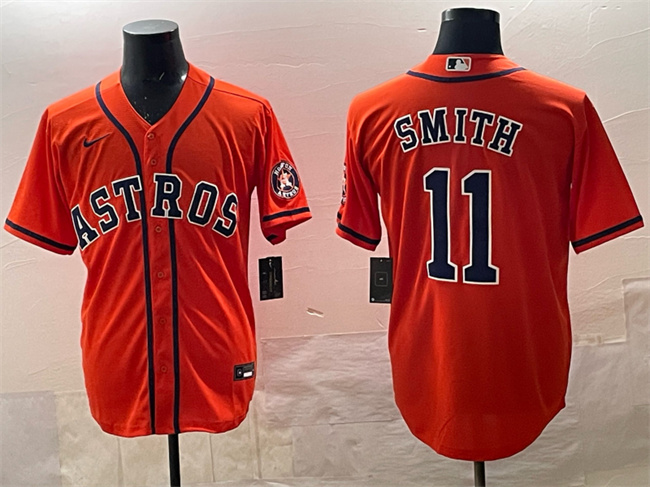 Men's Houston Astros #11 Cam Smith Orange Cool Base Stitched Jersey Men's Houston Astros #11 Cam Smith Orange Cool Base Stitched Jersey