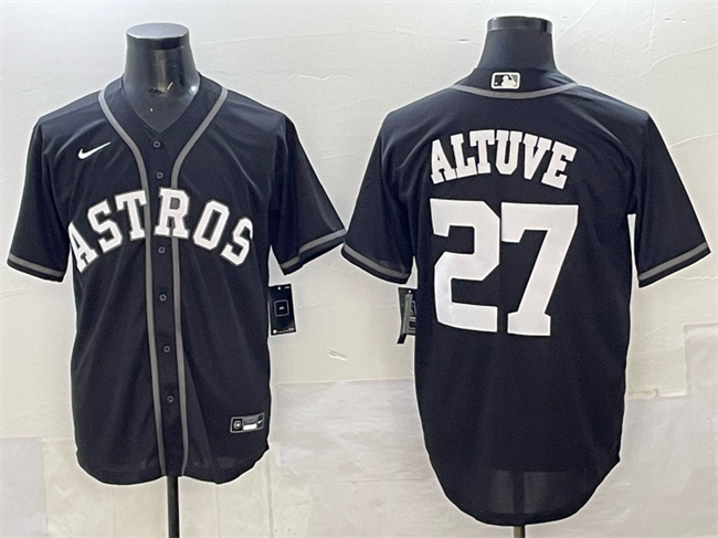 Men's Houston Astros #27 Jose Altuve Black Lights Out Limited Stitched Baseball Jersey Men's Houston Astros #27 Jose Altuve Black Lights Out Limited Stitched Baseball Jersey