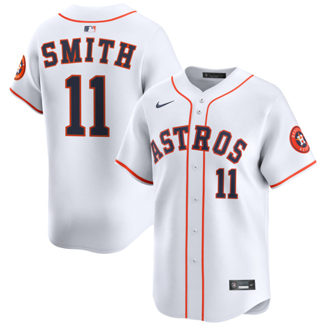 Men's Houston Astros #11 Cam Smith White 2025 Home Limited Stitched Baseball Jersey Men's Houston Astros #11 Cam Smith White 2025 Home Limited Stitched Baseball Jersey