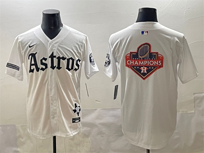 Men's Houston Astros Team Big Logo White Gothic 'Houston Born Barrio Raised' Limited Stitched Baseball Jersey 001 Men's Houston Astros Team Big Logo White Gothic 'Houston Born Barrio Raised' Limited Stitched Baseball Jersey 001
