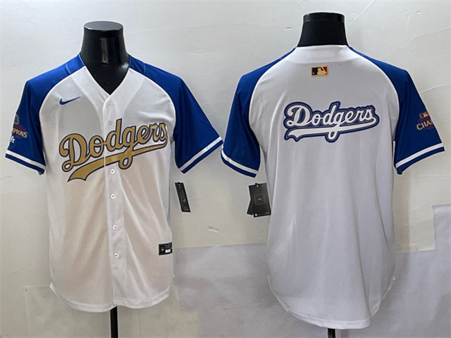 Men's Los Angeles Dodgers Team Big Logo White Royal Gold 2024 World Series Champions Vapor Limited Stitched Baseball Jersey Men's Los Angeles Dodgers Team Big Logo White Royal Gold 2024 World Series Champions Vapor Limited Stitched Baseball Jersey