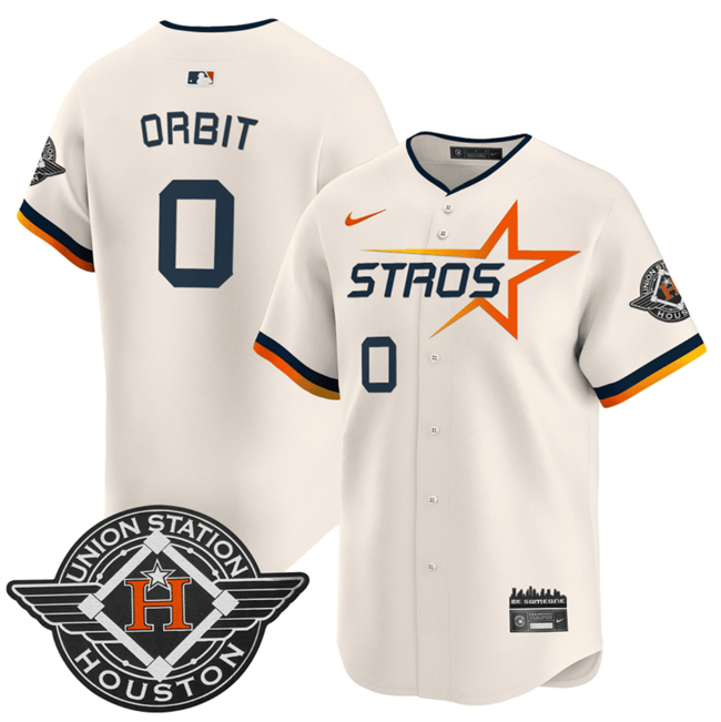 Men's Houston Astros #0 Orbit Cream 2025 City Connect Limited Stitched Baseball Jersey Men's Houston Astros #0 Orbit Cream 2025 City Connect Limited Stitched Baseball Jersey