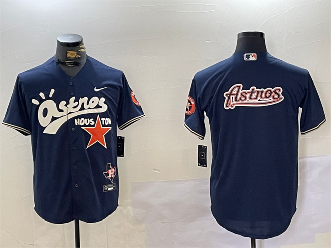 Men's Houston Astros Navy Team Big Logo Cactus Jack Style Vapor Premier Limited Stitched Baseball Jersey 2 Men's Houston Astros Navy Team Big Logo Cactus Jack Style Vapor Premier Limited Stitched Baseball Jersey 2