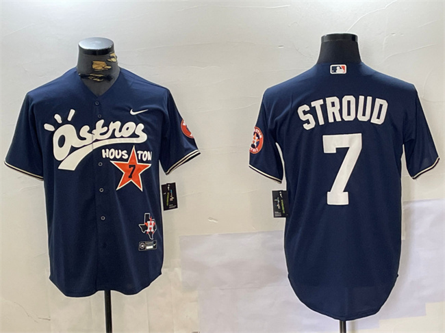 Men's Houston Astros #7 C.J. Stroud Navy Cactus Jack Style Vapor Premier Limited Stitched Baseball Jersey Men's Houston Astros #7 C.J. Stroud Navy Cactus Jack Style Vapor Premier Limited Stitched Baseball Jersey