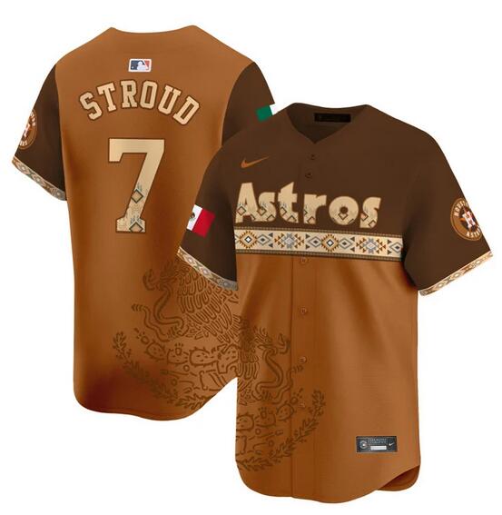 Men's Houston Astros #7 C.J. Stroud Brown Mexico Vapor Baseball Jersey Men's Houston Astros #7 C.J. Stroud Brown Mexico Vapor Baseball Jersey