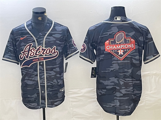 Men's Houston Astros Gray Camo Team Big Logo With Patch Cool Base Stitched Baseball Jersey 5 Men's Houston Astros Gray Camo Team Big Logo With Patch Cool Base Stitched Baseball Jersey 5
