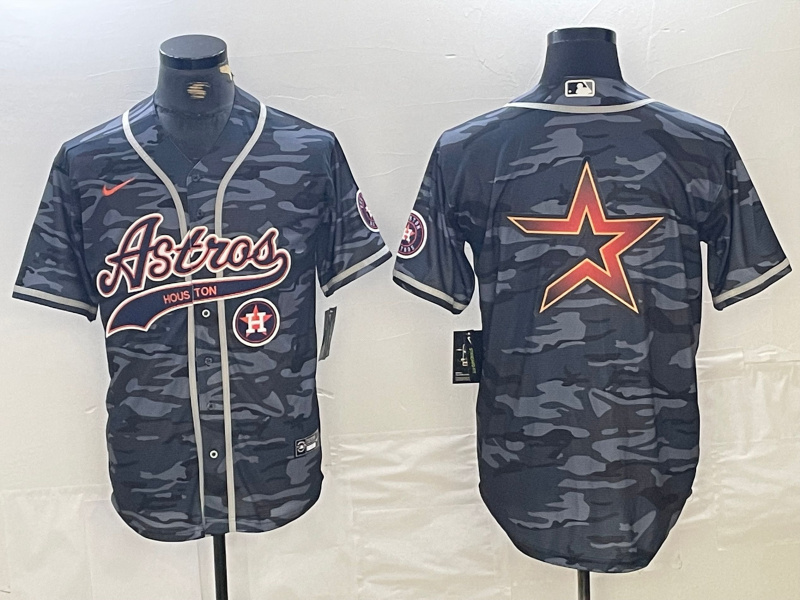 Men's Houston Astros Blank Gray Camo With Patch Cool Base Stitched Baseball Jersey 8 Men's Houston Astros Blank Gray Camo With Patch Cool Base Stitched Baseball Jersey 8