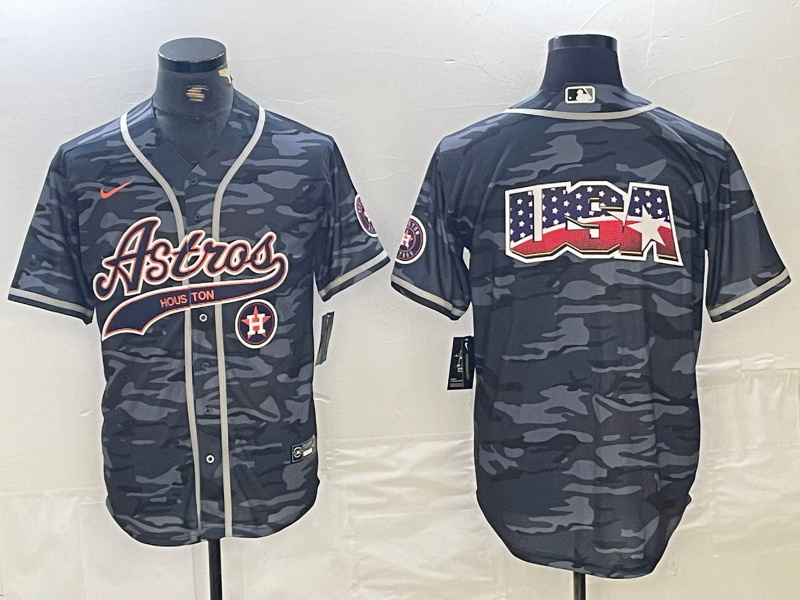 Men's Houston Astros Blank Gray Camo With Patch Cool Base Stitched Baseball Jersey 5 Men's Houston Astros Blank Gray Camo With Patch Cool Base Stitched Baseball Jersey 5