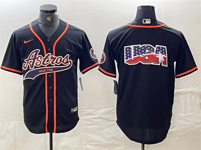 Men's Houston Astros Black Team Big Logo With Patch Cool Base Stitched Baseball Jersey 4 Men's Houston Astros Black Team Big Logo With Patch Cool Base Stitched Baseball Jersey 4