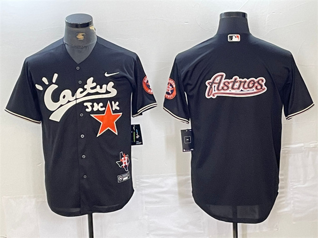 Men's Houston Astros Team Big Logo Black Cactus Jack Vapor Premier Limited Stitched Baseball Jersey 3 Men's Houston Astros Team Big Logo Black Cactus Jack Vapor Premier Limited Stitched Baseball Jersey 3