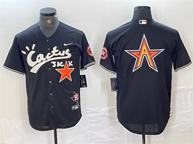 Men's Houston Astros Team Big Logo Black Cactus Jack Vapor Premier Limited Stitched Baseball Jersey 2 Men's Houston Astros Team Big Logo Black Cactus Jack Vapor Premier Limited Stitched Baseball Jersey 2