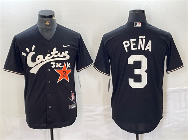 Men's Houston Astros #3 Jeremy Pe?a Black Cactus Jack Vapor Premier Limited Stitched Baseball Jersey Men's Houston Astros #3 Jeremy Pe?a Black Cactus Jack Vapor Premier Limited Stitched Baseball Jersey