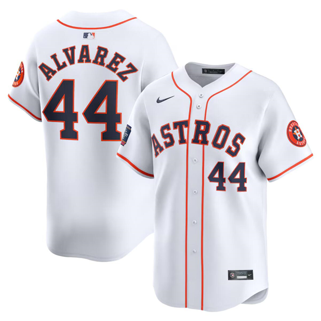 Men's Houston Astros #44 Yordan Alvarez White 2024 World Tour Mexico City Series Home Limited Stitched Baseball Jersey Men's Houston Astros #44 Yordan Alvarez White 2024 World Tour Mexico City Series Home Limited Stitched Baseball Jersey