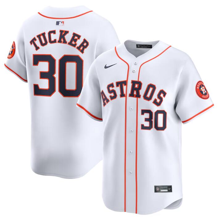 Men's Houston Astros #30 Kyle Tucker White 2024 Home Limited Stitched Baseball Jersey Men's Houston Astros #30 Kyle Tucker White 2024 Home Limited Stitched Baseball Jersey