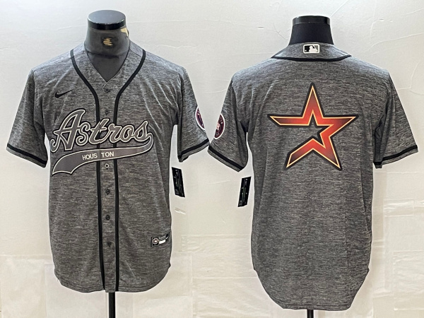 Men's Houston Astros Grey Team Big Logo With Patch Cool Base Stitched Baseball Jerseys 1 Men's Houston Astros Grey Team Big Logo With Patch Cool Base Stitched Baseball Jerseys 1