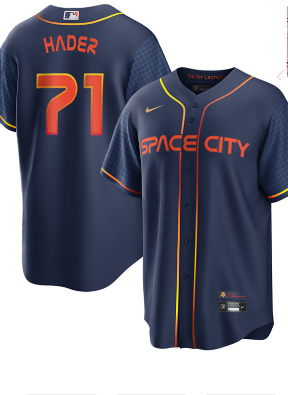 Men's Houston Astros #71 Josh Hader 2022 Navy Blue City Connect Cool Base Stitched Jersey Men's Houston Astros #71 Josh Hader 2022 Navy Blue City Connect Cool Base Stitched Jersey