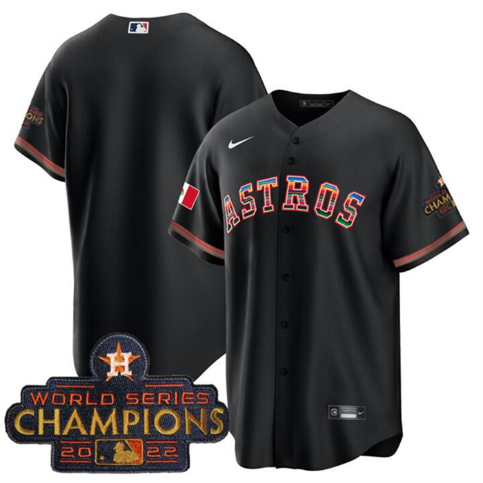 Men's Houston Astros Blank Black Mexico With World Serise Champions Patch Cool Base Stitched Baseball Jersey Men's Houston Astros Blank Black Mexico With World Serise Champions Patch Cool Base Stitched Baseball Jersey