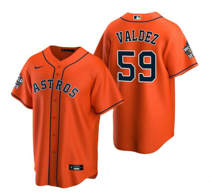Men's Houston Astros #59 Framber Valdez Orange Cool Base Stitched Baseball Jersey Men's Houston Astros #59 Framber Valdez Orange Cool Base Stitched Baseball Jersey