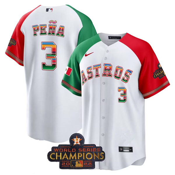 Men's Houston Astros #3 Jeremy Pe?a White Mexico Texas Cool Base Stitched Baseball Jersey Men's Houston Astros #3 Jeremy Pe?a White Mexico Texas Cool Base Stitched Baseball Jersey