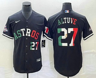 Men's Houston Astros #27 Jose Altuve Number Mexico Black Cool Base Stitched Baseball Jersey Men's Houston Astros #27 Jose Altuve Number Mexico Black Cool Base Stitched Baseball Jersey
