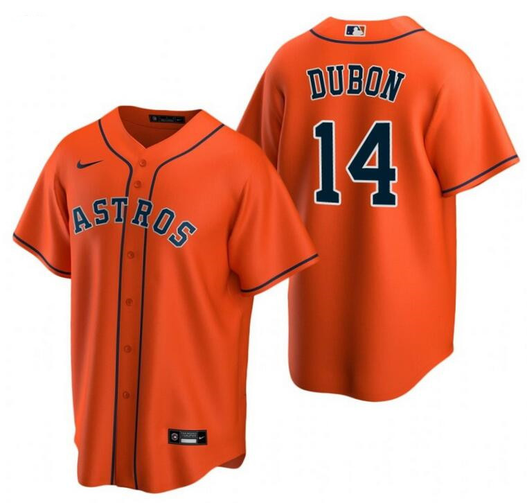 Men's Houston Astros #14 Mauricio Dubón Orange Cool Base Stitched Baseball Jersey Men's Houston Astros #14 Mauricio Dubón Orange Cool Base Stitched Baseball Jersey
