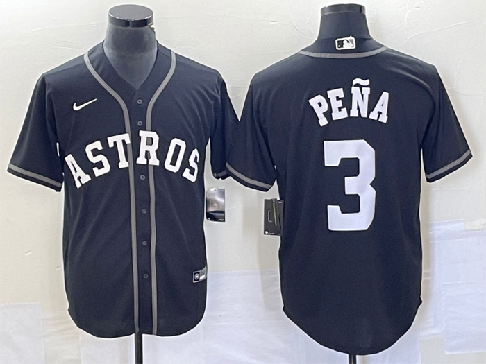 Men's Houston Astros #3 Jeremy Pe?a Black Cool Base Stitched Baseball Jersey Men's Houston Astros #3 Jeremy Pe?a Black Cool Base Stitched Baseball Jersey