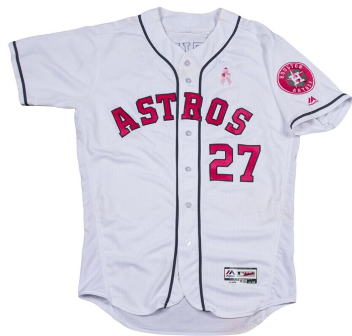 Men's Houston Astros #27 Jose Altuve White Pink Flex Base Stitched Baseball Jersey Men's Houston Astros #27 Jose Altuve White Pink Flex Base Stitched Baseball Jersey