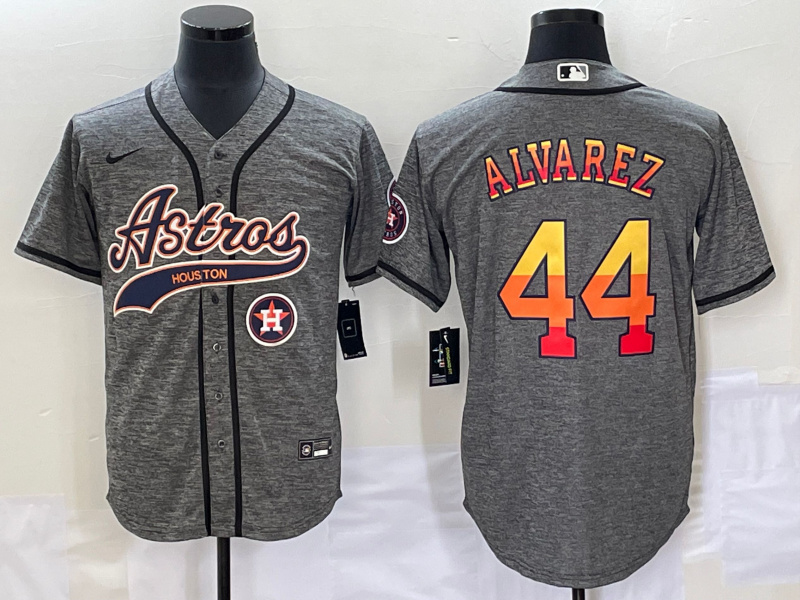 Men's Houston Astros #44 Yordan Alvarez Gray With Patch Cool Base Stitched Baseball Jersey Men's Houston Astros #44 Yordan Alvarez Gray With Patch Cool Base Stitched Baseball Jersey