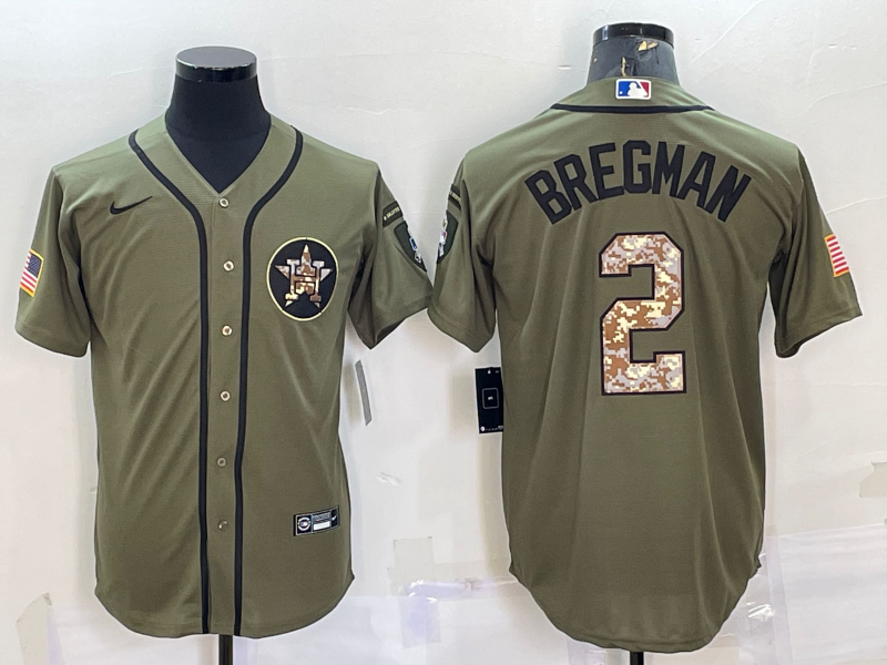 Men's Houston Astros #2 Alex Bregman Olive Salute To Service Cool Base Stitched Jersey Men's Houston Astros #2 Alex Bregman Olive Salute To Service Cool Base Stitched Jersey