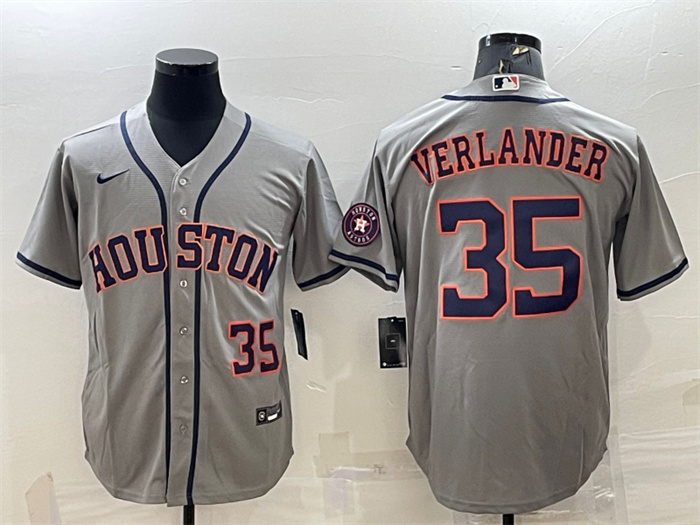 Men's Houston Astros #35 Justin Verlander Gray With Patch Cool Base Stitched Jersey Men's Houston Astros #35 Justin Verlander Gray With Patch Cool Base Stitched Jersey