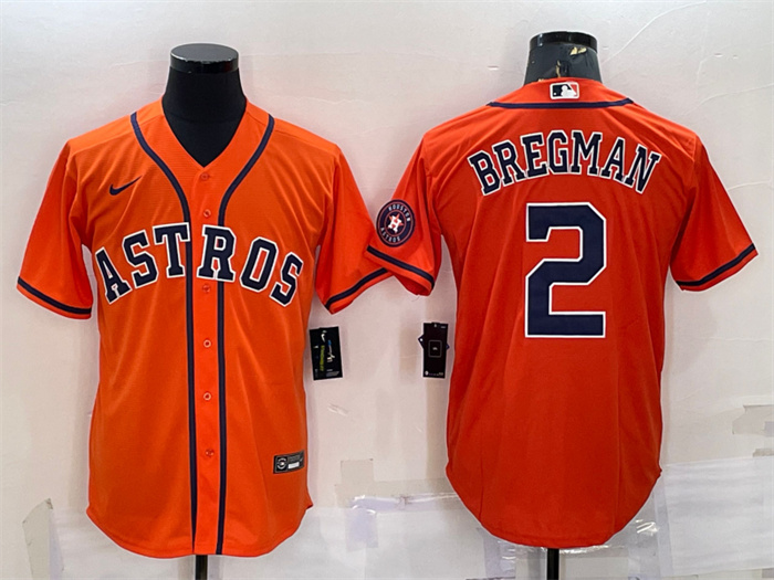 Men's Houston Astros #2 Alex Bregman Orange With Patch Cool Base Stitched Jersey Men's Houston Astros #2 Alex Bregman Orange With Patch Cool Base Stitched Jersey