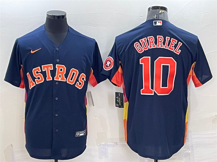 Men's Houston Astros #10 Yuli Gurriel Navy With Patch Cool Base Stitched Jersey Men's Houston Astros #10 Yuli Gurriel Navy With Patch Cool Base Stitched Jersey