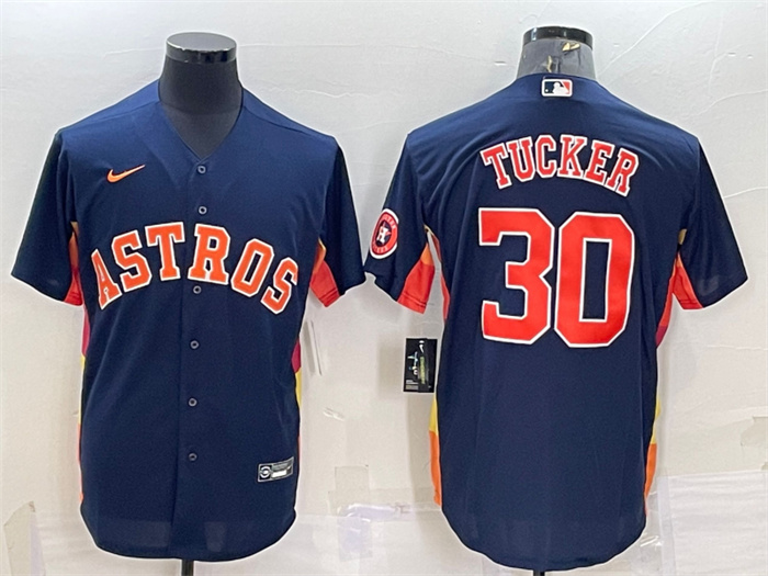Men's Houston Astros #30 Kyle Tucker Navy With Patch Cool Base Stitched Jersey Men's Houston Astros #30 Kyle Tucker Navy With Patch Cool Base Stitched Jersey