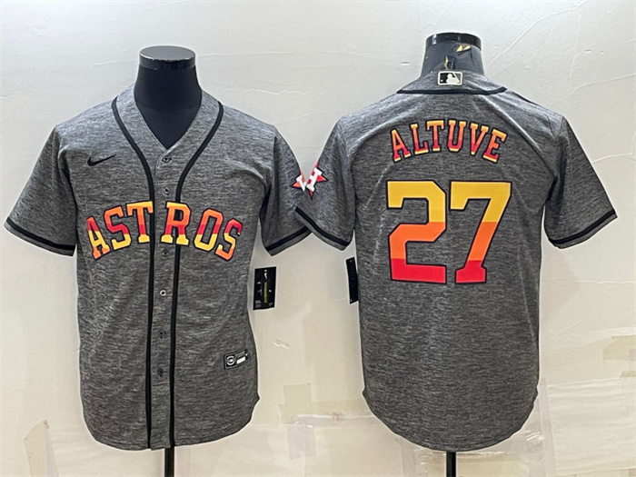 Men's Houston Astros #27 Jose Altuve Grey Cool Base Stitched Baseball Jersey Men's Houston Astros #27 Jose Altuve Grey Cool Base Stitched Baseball Jersey