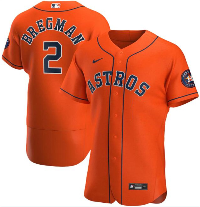 Men's Houston Astros #2 Alex Bregman Orange Flex Base Stitched Jersey Men's Houston Astros #2 Alex Bregman Orange Flex Base Stitched Jersey