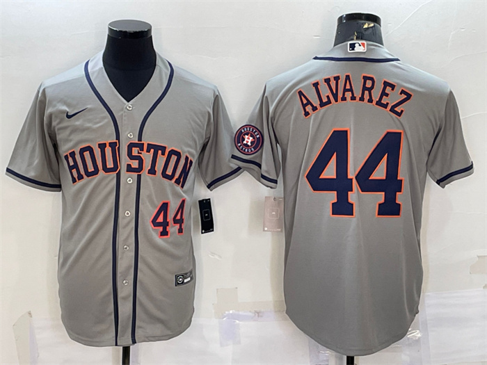 Men's Houston Astros #44 Yordan Alvarez Grey With Patch Cool Base Stitched Jersey Men's Houston Astros #44 Yordan Alvarez Grey With Patch Cool Base Stitched Jersey