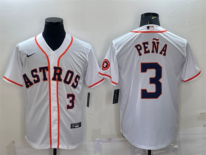 Men's Houston Astros #3 Jeremy Pena White With Patch Cool Base Stitched Jersey Men's Houston Astros #3 Jeremy Pena White With Patch Cool Base Stitched Jersey