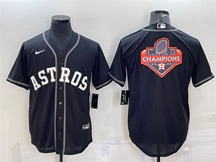 Men's Houston Astros Black 2022 World Series Champions Team Big Logo Cool Base Stitched Jersey Men's Houston Astros Black 2022 World Series Champions Team Big Logo Cool Base Stitched Jersey