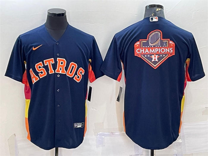 Men's Houston Astros Navy 2022 World Series Champions Team Big Logo Cool Base Stitched Jersey Men's Houston Astros Navy 2022 World Series Champions Team Big Logo Cool Base Stitched Jersey