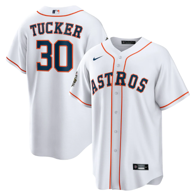 Men's Houston Astros #30 Kyle Tucker White 2022 World Series Home Stitched Baseball Jersey Men's Houston Astros #30 Kyle Tucker White 2022 World Series Home Stitched Baseball Jersey