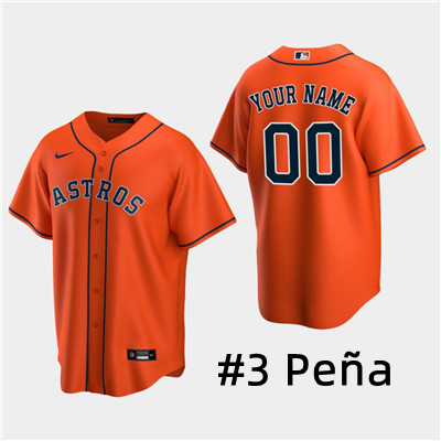 Men's Custom Houston Astros #3 Jeremy Pe?a Orange Alternate Replica Jersey Men's Custom Houston Astros #3 Jeremy Pe?a Orange Alternate Replica Jersey